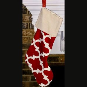 New Handmade Christmas Stocking Red White Lined